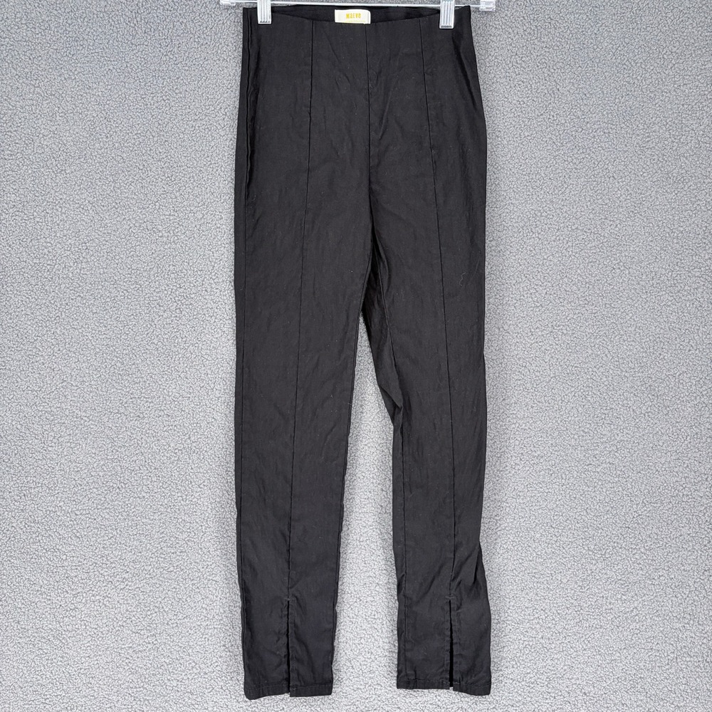 Maeve Anthropologie Womens XXS Black High Rise Slim Seamed Split Hem Pants